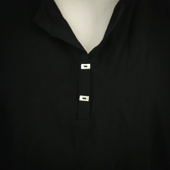 IC by Connie K Size Medium M Black Button Detail Split V Neck Boxy Arsty Top - Picture 2 of 7